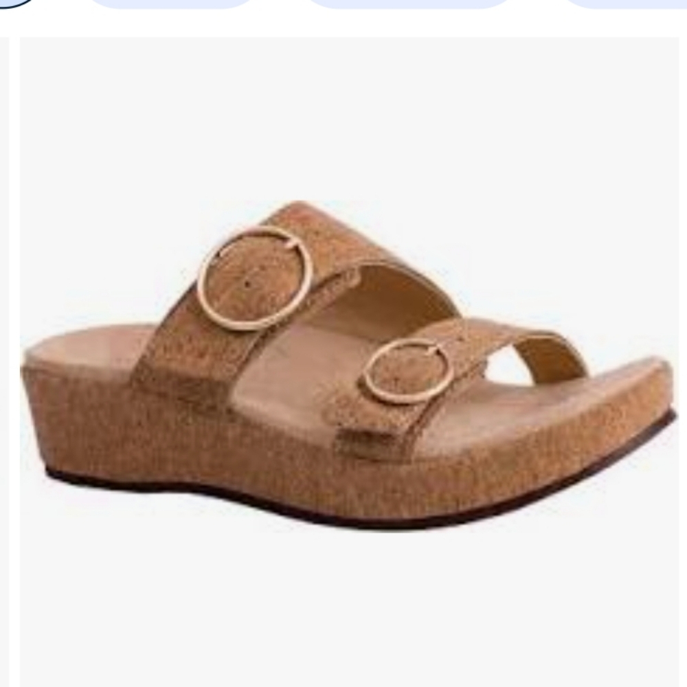 NEW Brown Cork Sandals with Double Buckle